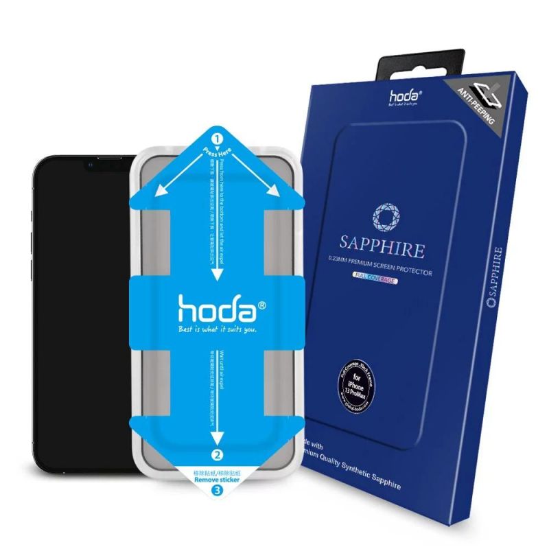 Hoda Anti-Peeper (Privacy) Sapphire Screen Protector with Helper-6.7-Inch