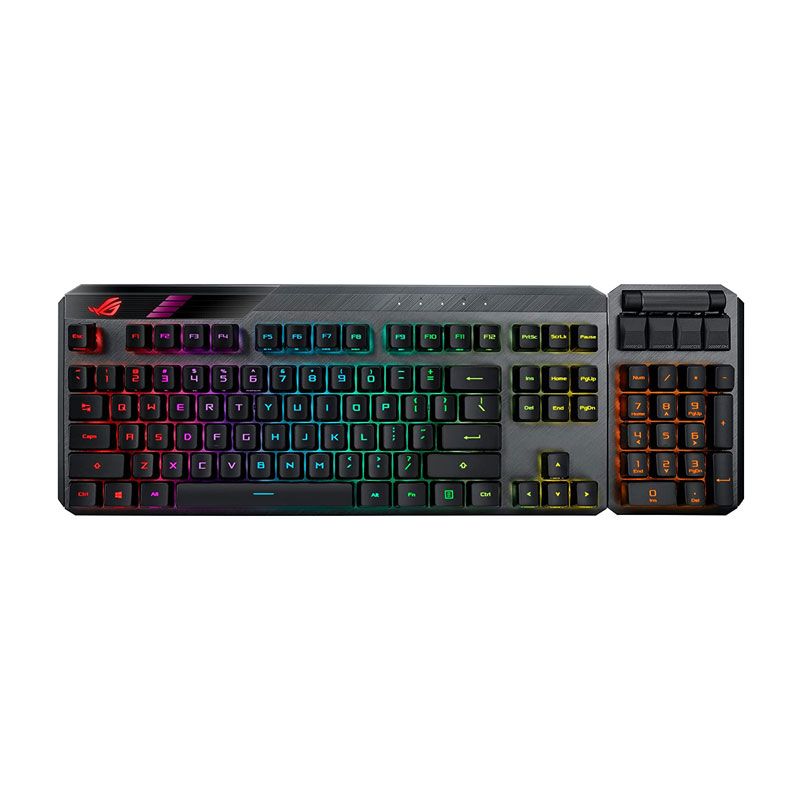 ASUS ROG Claymore II Wireless Modular Gaming Mechanical Keyboard (ROG RX Blue Switches, Detachable numpad & Wrist Rest for TKL 80%/100%, Aura Sync, Media Controls, Fast Charge, USB 2.0 Passthrough)