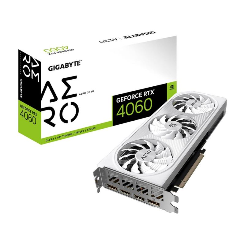 GIGABYTE GeForce RTX 4060 AERO OC 8G Graphics Card, 3X WINDFORCE Fans, 8GB 128-bit GDDR6, GV-N4060AERO OC-8GD Video Card