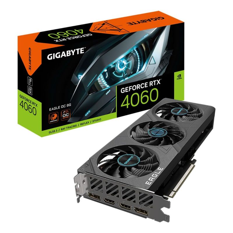 GIGABYTE GeForce RTX 4060 Eagle OC 8G Graphics Card, 3X WINDFORCE Fans, 8GB 128-bit GDDR6, GV-N4060EAGLE OC-8GD Video Card