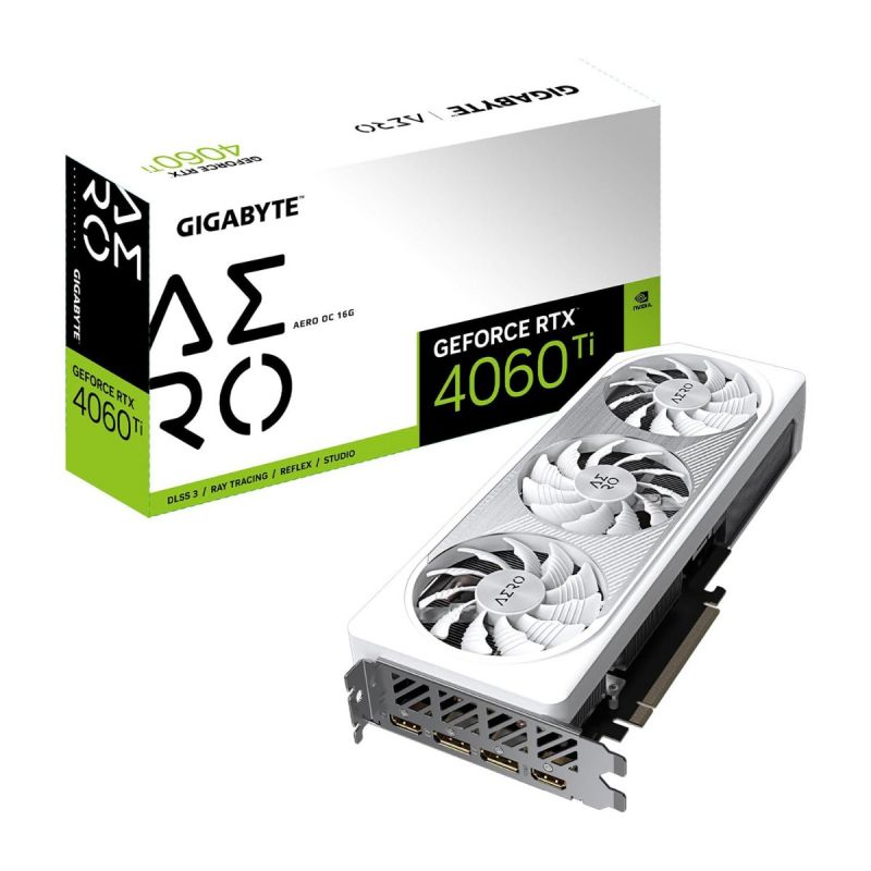 GIGABYTE GeForce RTX 4060 Ti AERO OC 16G Graphics Card, 3X WINDFORCE Fans, 16GB 128-bit GDDR6, GV-N406TAERO OC-16GD Video Card
