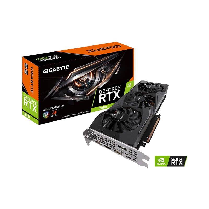 Gigabyte GeForce RTX 2080 Windforce 8G Graphics Card, 3X Windforce Fans, 8GB 256-Bit GDDR6, GV-N2080WF3-8GC Video Card