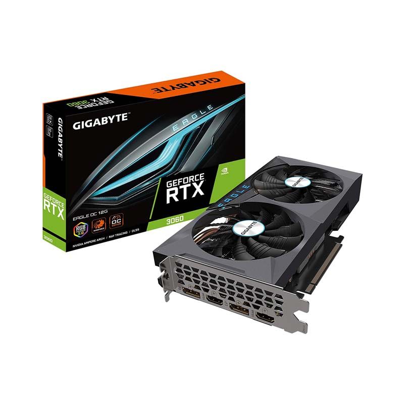 GIGABYTE GeForce RTX 3060 Eagle OC 12G Graphics Card, 2X WINDFORCE Fans, 12GB 192-bit GDDR6, GV-N3060EAGLE OC-12GD Video Card