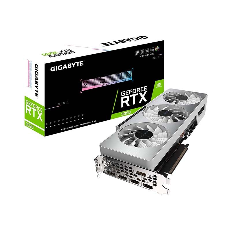 GIGABYTE GeForce RTX 3090 Vision OC 24G, 3 ventiladores WINDFORCE, 24GB 384-bit GDDR6X, GV-N3090VISION OC-24GD