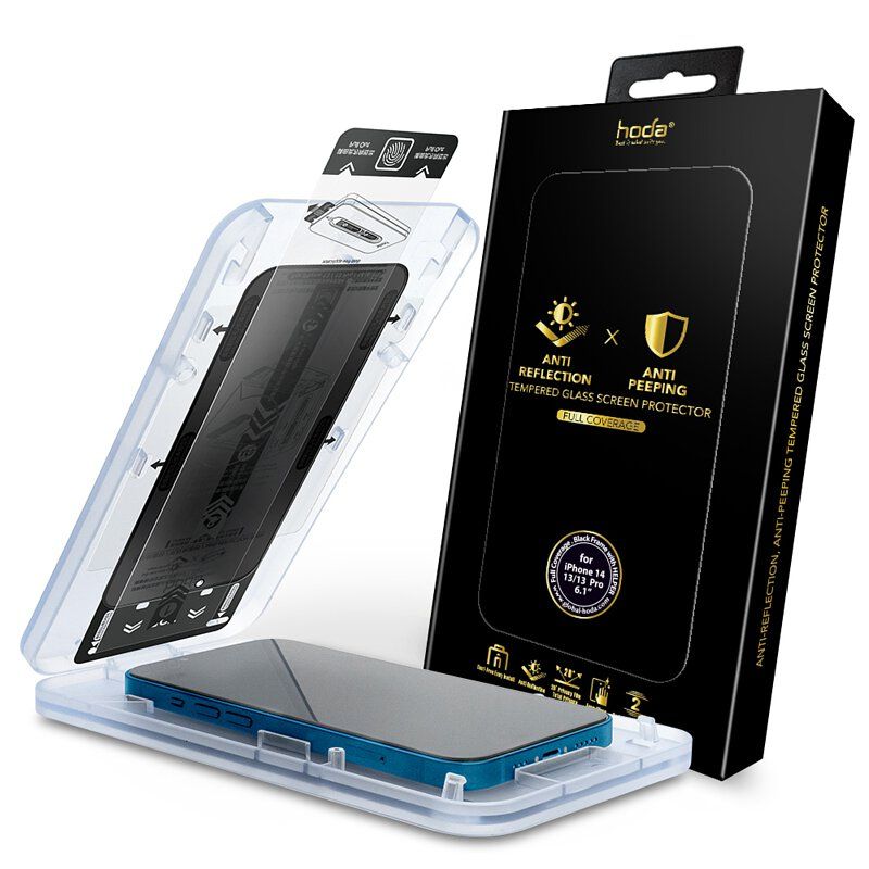 hoda iPhone 14, Pro, Max Anti-Peeper with Anti-Reflection Full Coverage Glass Screen Protector 6.1" | 6.7" with Dust-Free Helper