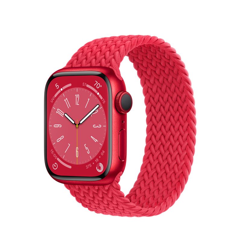 Apple Watch Series 8 (PRODUCT) RED Aluminum Case with Braided Solo Loop