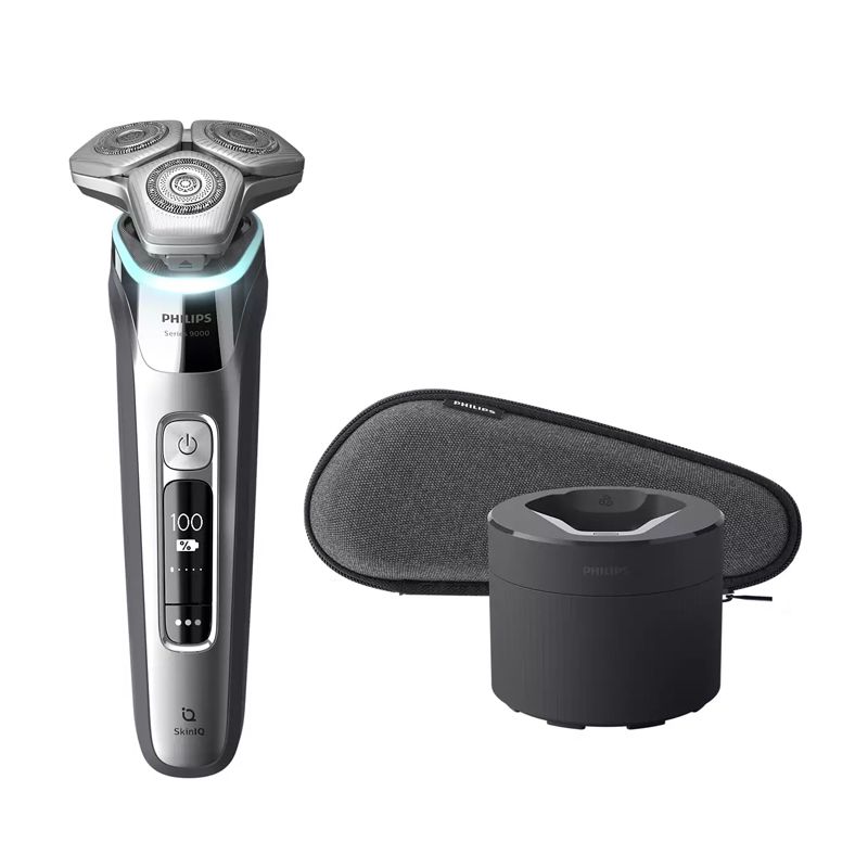 Philips Norelco - 9500 Rechargeable Wet/Dry Electric Shaver with Quick Clean, Skin IQ Technology, Travel Case, and Pop up Trimmer - Silver