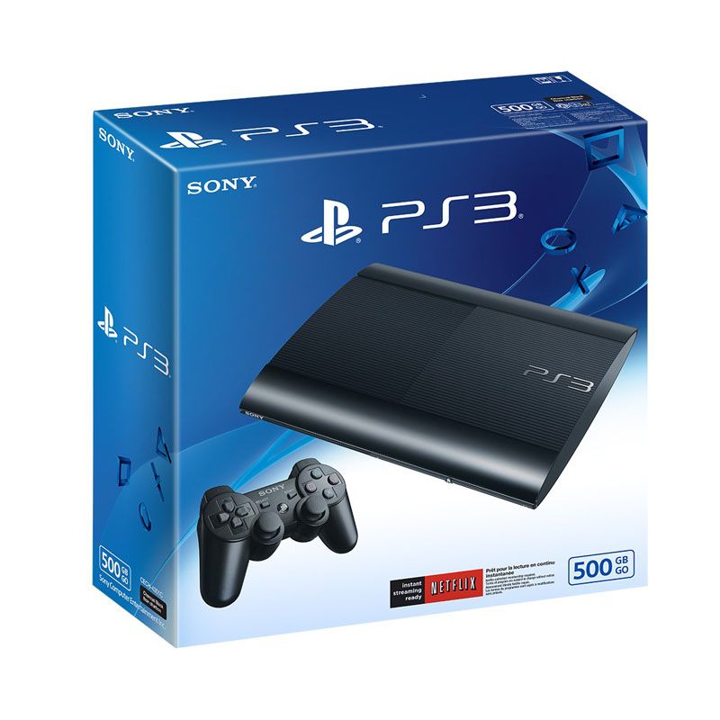Second-Hand: Used PlayStation 3 500GB Game Console - PS3 Slim 3000/ 4000 Series Original Built-in Games, Could Be Upgrade a Hard Drive - Black