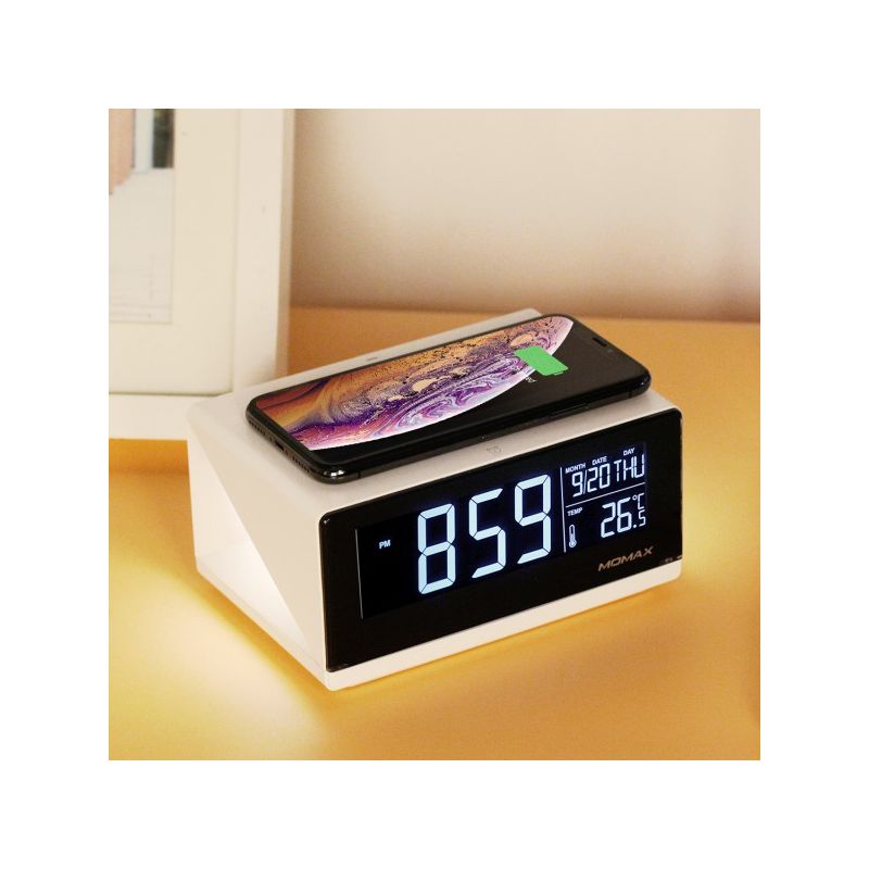 MOMAX Q.Clock Digital Clock with Wireless Charger