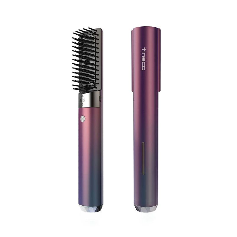 Tineco Smart Cordless Hair Styling Brush, Anti-Scald Hot Hair Straightener for Grooming and Refreshing Hair, with Travel Bag, ZIVA ONE - Purple
