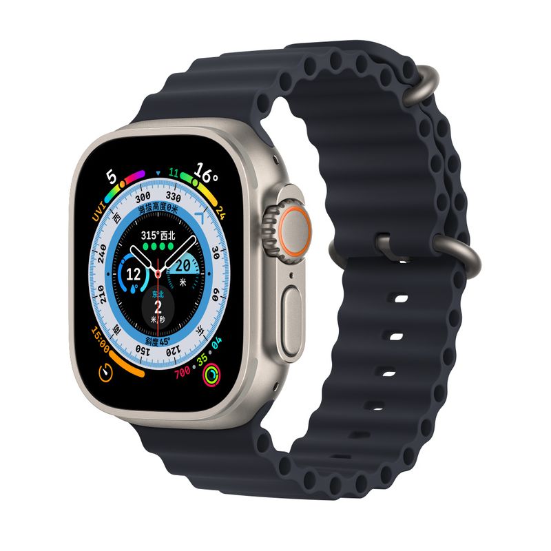 Apple Watch Ultra (GPS + Cellular) 49mm Titanium Case with Small | Medium | Larger Ocean Band