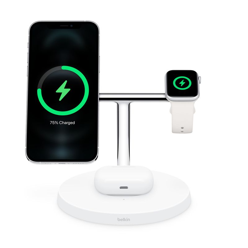 Belkin BOOST↑CHARGE PRO 3-in-1 Wireless Charger with MagSafe-White