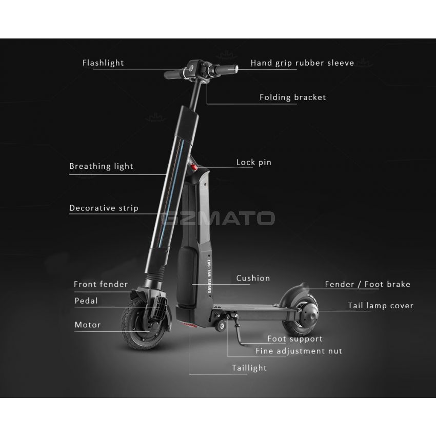 WW WWBETTER W - 007A Dual Use Electric Scooter Smart Folding Bike - Black