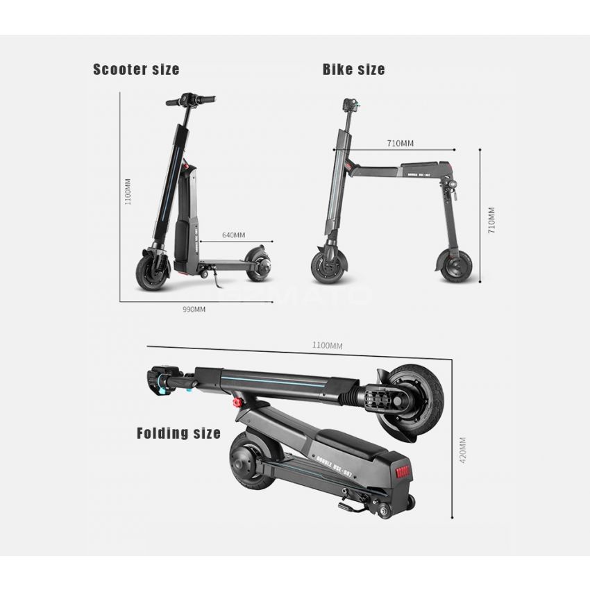 WW WWBETTER W - 007A Dual Use Electric Scooter Smart Folding Bike - Black