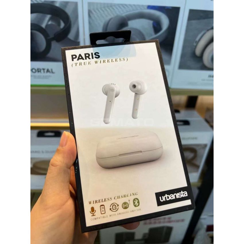 Urbanista Paris True Wireless Earphones 20H Playtime Wireless Charging Case, Bluetooth 5.0, Noise Cancelling Earphones with Touch Controls + Built-in Mic, Compatible with Android and iOS