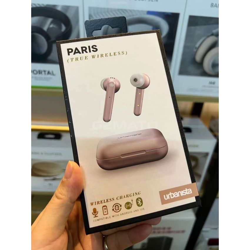 Urbanista Paris True Wireless Earphones 20H Playtime Wireless Charging Case, Bluetooth 5.0, Noise Cancelling Earphones with Touch Controls + Built-in Mic, Compatible with Android and iOS