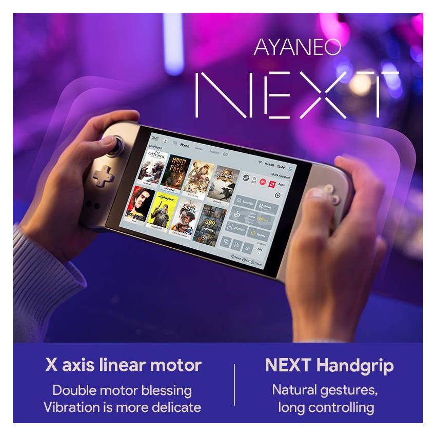 Ayaneo Next Pro Handheld Game Console AMD Ryzen 7 5825U ZEN 3, 7nm, 8-core, 16-thread Base 2.0 GHz 32GB LPDDR4x, SSD2TB AMD Radeon Vega 8 2000MHz 7-Inch LCD IPS Display Wi-Fi 6 Bluetooth 5.2 Fingerprint Wake Up 47Wh Long Battery Life