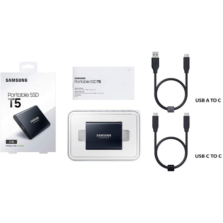 SAMSUNG T5 Portable SSD 2TB - Up to 540MB/s - USB 3.1 External Solid State Drive - Blue