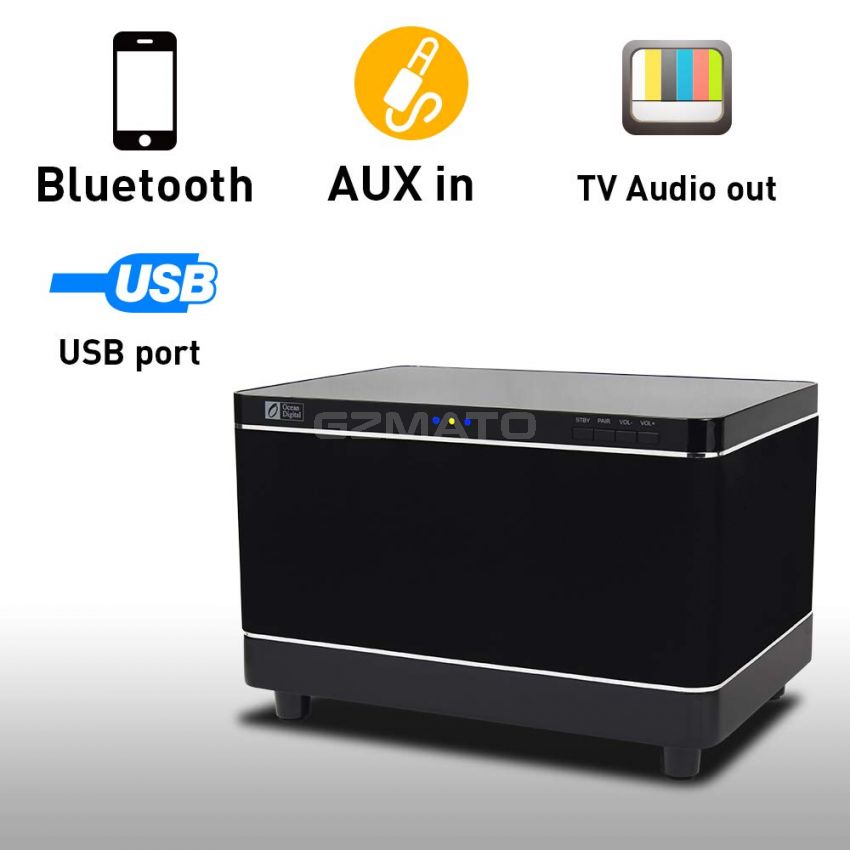 Ocean Digital Zeno Home Heavy Subwoofer Wireless Bluetooth Audio Computer Speaker 100-240v 50/60Hz 3.5mm, USB 5V/1A DC15V