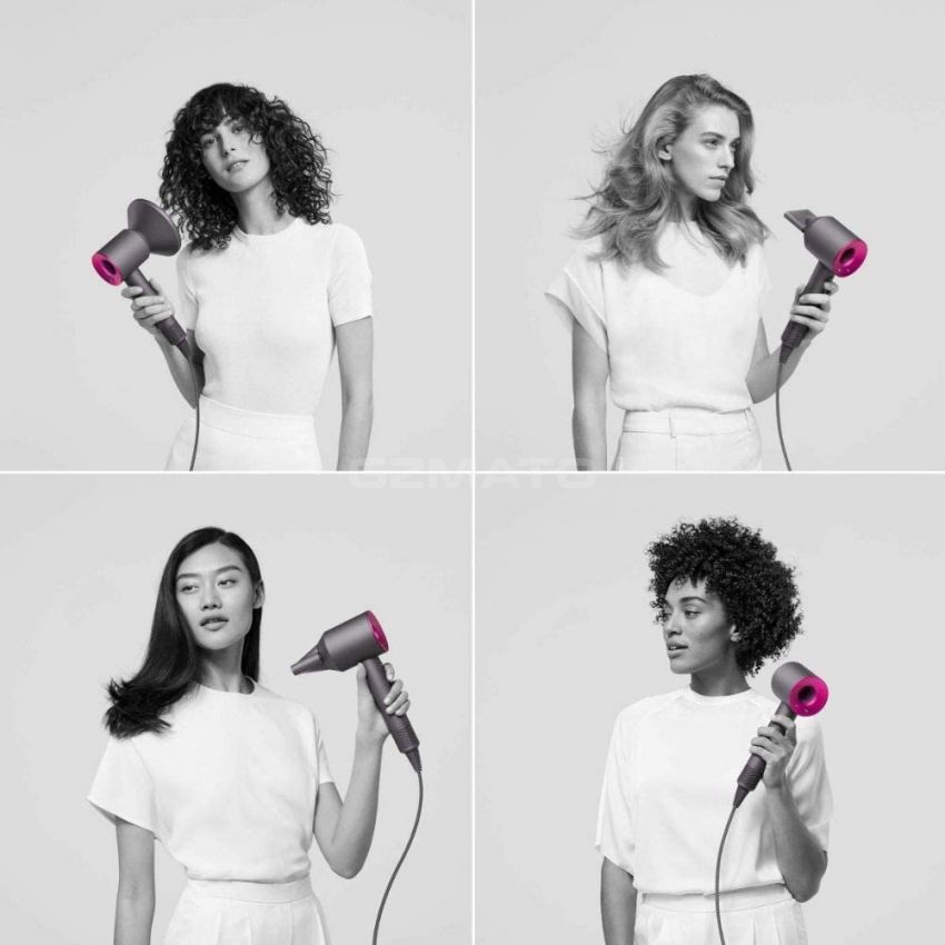 Dyson Supersonic Hair Dryer HD01, 2.7 Meter Power Cable, UK Power Adapter Iron/Fuchsia, 1600W 220-240V 50/60Hz