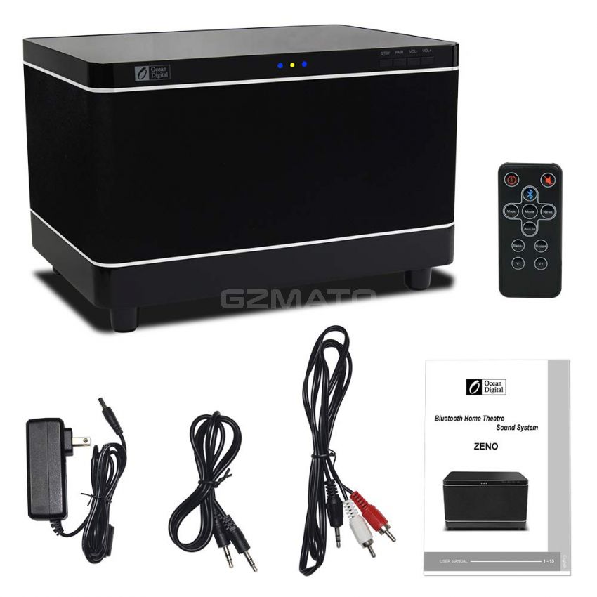 Ocean Digital Zeno Home Heavy Subwoofer Wireless Bluetooth Audio Computer Speaker 100-240v 50/60Hz 3.5mm, USB 5V/1A DC15V