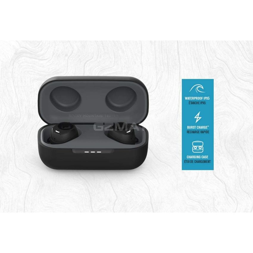 Braven Flye Sport Rush Bluetooth Earphones IPX5 Waterproof with Burst Charge and Charging Case for up to 36-Hour Playtime - Black