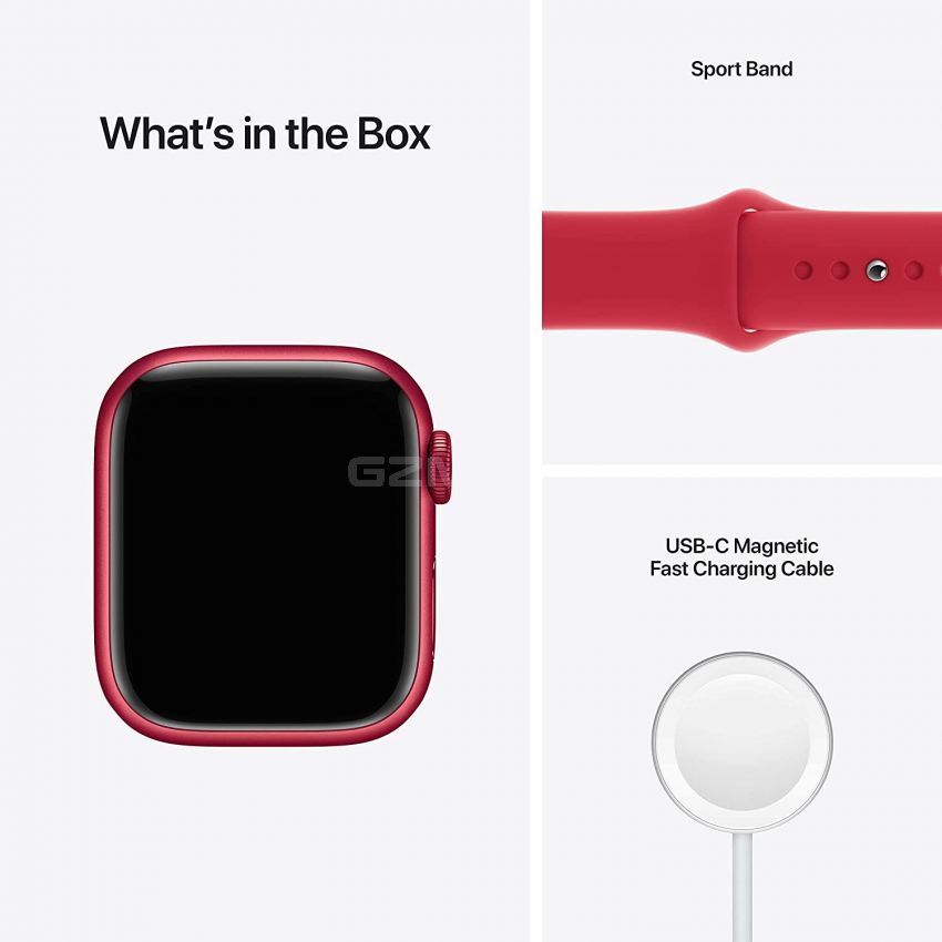 Apple Watch Series 7 Aluminum with Sport Band-Red-GPS + Cellular-45mm