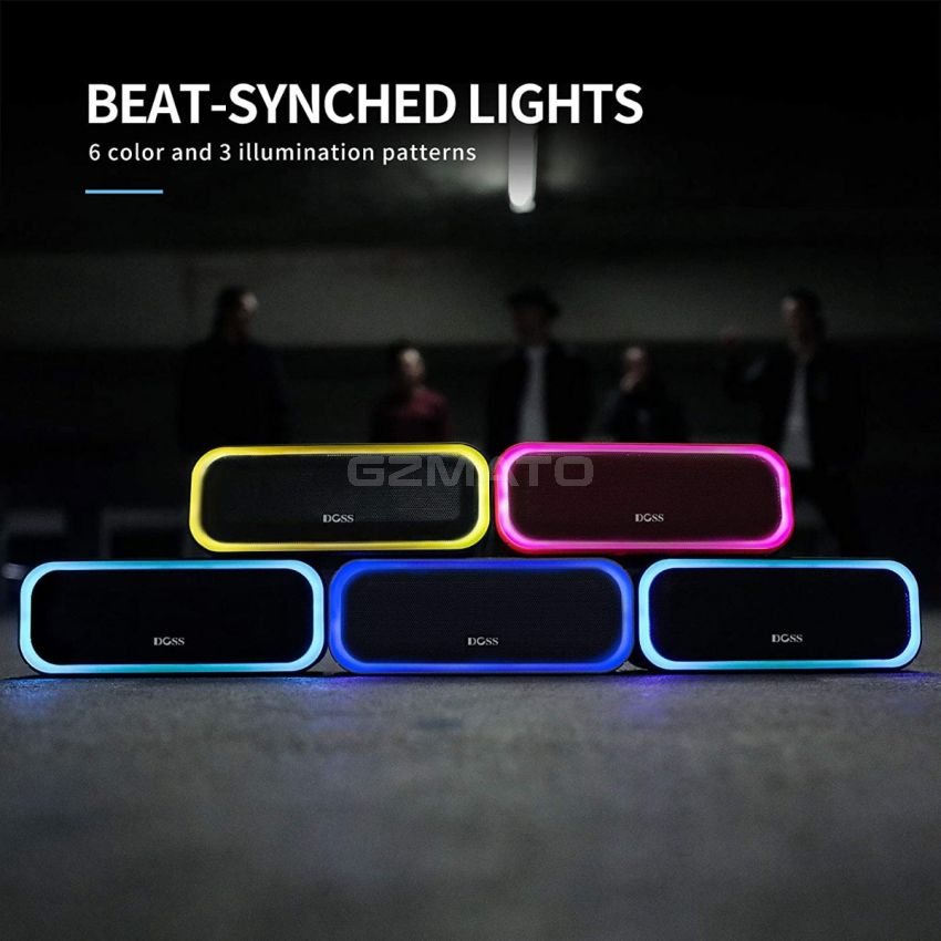 DOSS SoundBox Pro Portable Wireless Speaker with 20W Stereo Sound, Active Extra Bass, IPX5 Waterproof, Wireless Stereo Pairing, Multi-Colors Lights, 20 Hrs Playtime