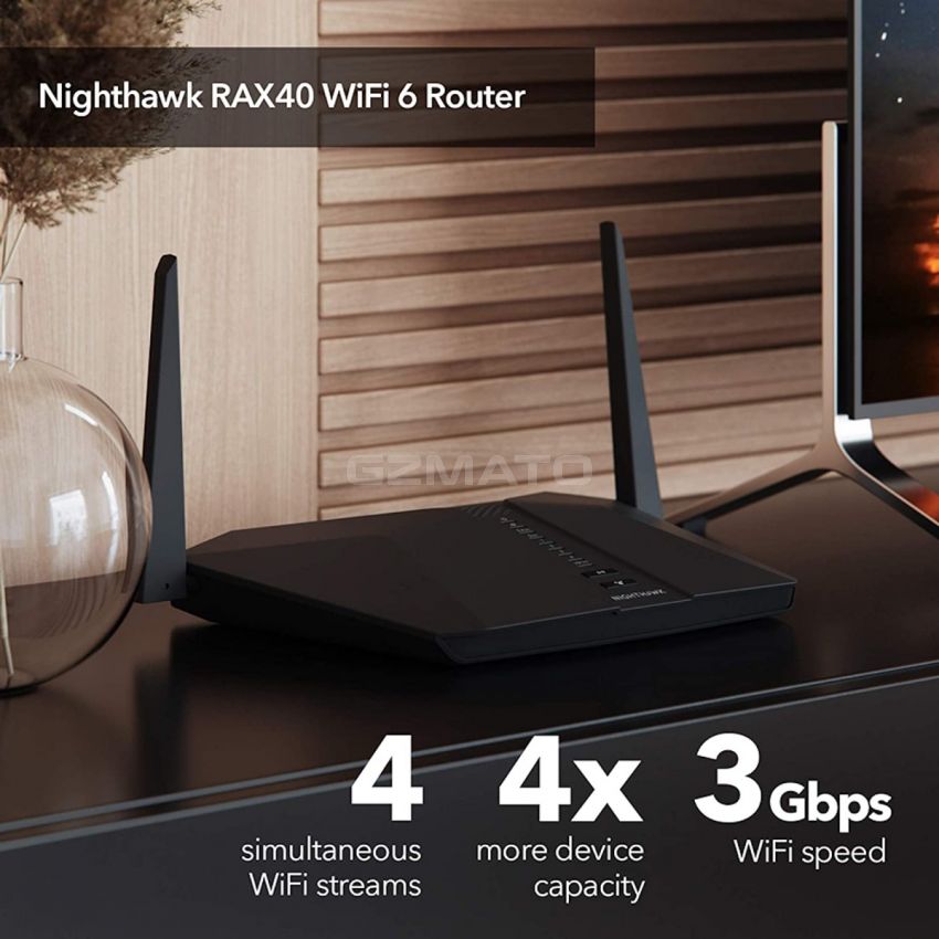 NETGEAR Nighthawk 4-Stream AX4 Wi-fi 6 Router (RAX40) – AX3000 Wireless Speed (Up to 3 Gbps) | 1,500 Sq Ft Coverage