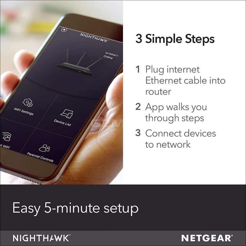 NETGEAR Nighthawk Smart Wi-Fi Router (R6900P) - AC1900 Wireless Speed  (Up to 1900 Mbps) | Up to 1800 Sq Ft Coverage & 30 Devices | 4 x 1G Ethernet and 1 x 3.0 USB ports