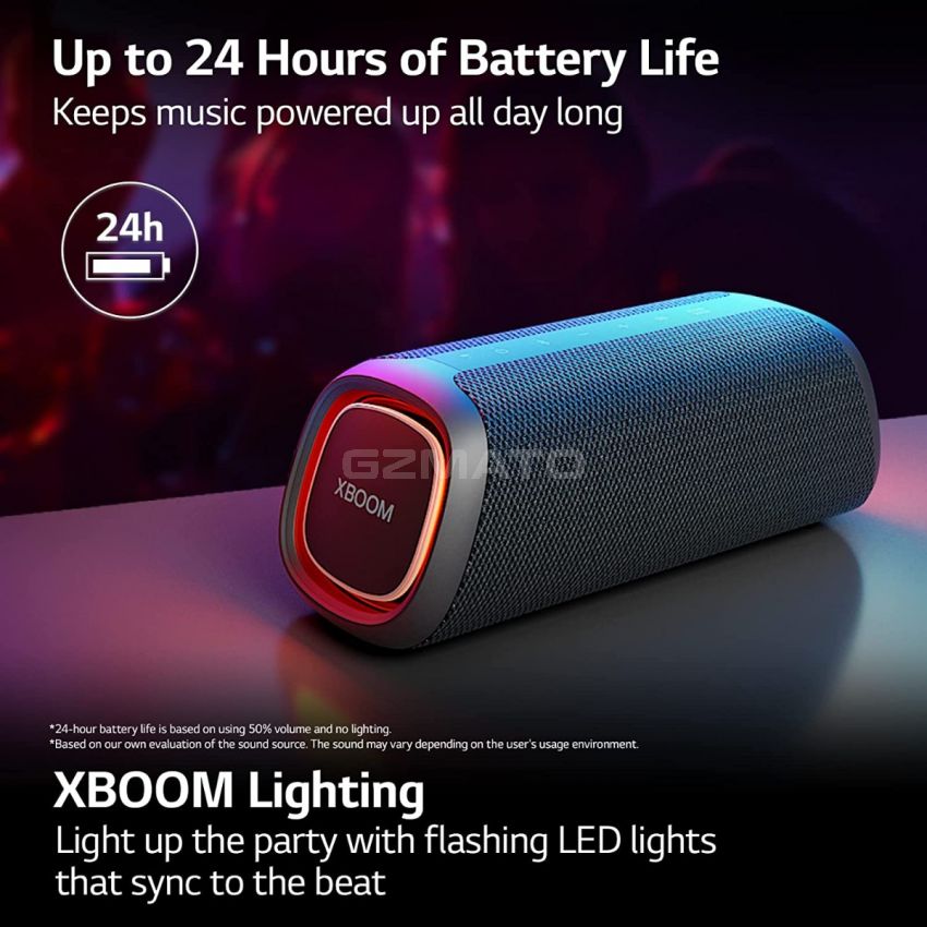 LG XBOOM Go Portable Bluetooth Speaker XG7QBK - LED Lighting and up to 24-Hour Battery, Black