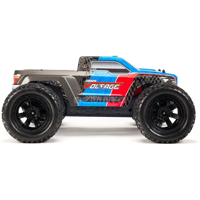 ARRMA RC Monster Truck: 1/10 Granite Voltage MEGA 2WD SRS RTR with 2.4GHz Radio | 1800mAh 6C NiMH Battery | Charger | 1:10 Scale (Blue/Black), ARA102727T2
