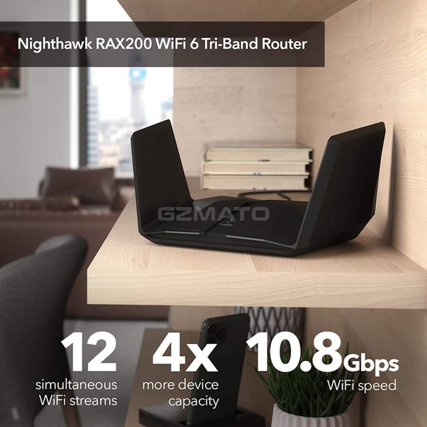 NETGEAR Nighthawk 12-Stream AX12 Wi-Fi 6 Router (RAX200) - AX11000 Tri-Band Wireless Speed (Up to 10.8 Gbps) | 2,500 Square Feet Coverage