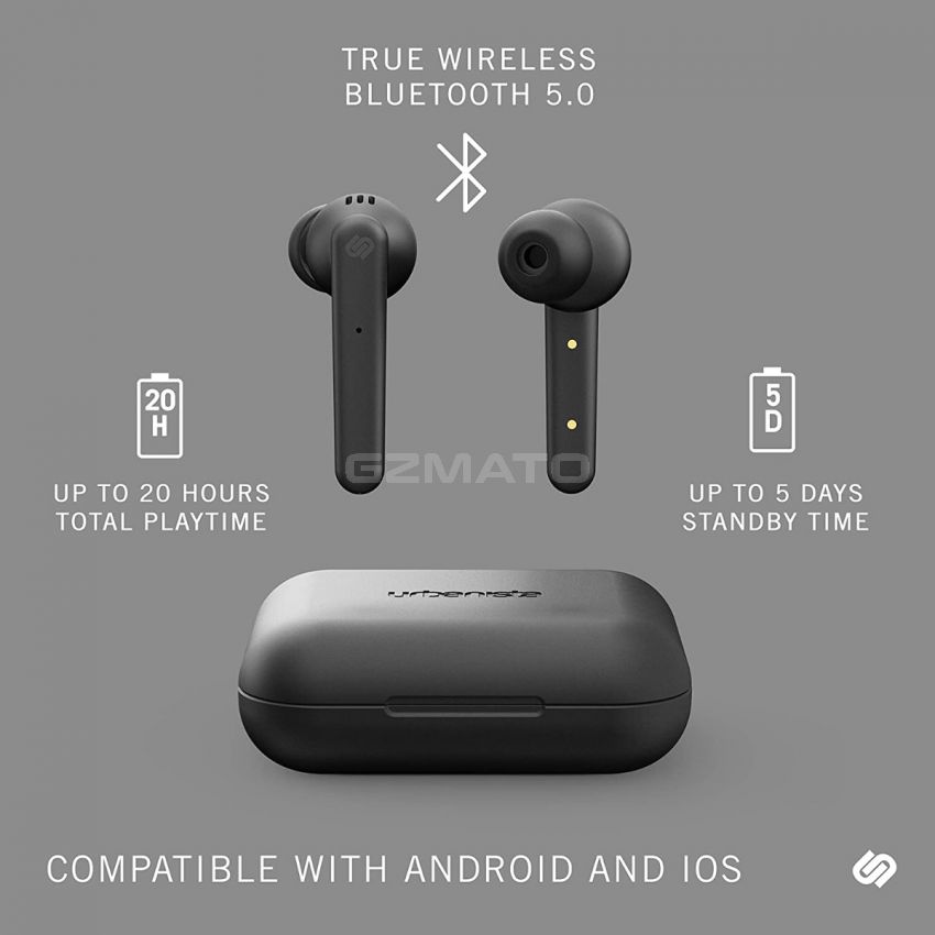 Urbanista Paris True Wireless Earphones 20H Playtime Wireless Charging Case, Bluetooth 5.0, Noise Cancelling Earphones with Touch Controls + Built-in Mic, Compatible with Android and iOS