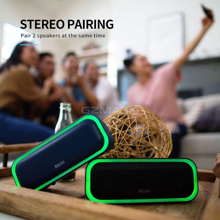 DOSS SoundBox Pro Portable Wireless Speaker with 20W Stereo Sound, Active Extra Bass, IPX5 Waterproof, Wireless Stereo Pairing, Multi-Colors Lights, 20 Hrs Playtime