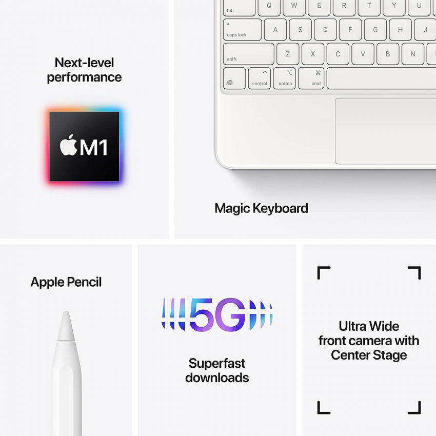 NEW 2021 Apple 11-inch iPad Pro Wi-Fi + Cellular 5G M1 Chip Stunning Liquid Retina display with ProMotion-Space Gray-1TB-Wi-Fi + Cellular