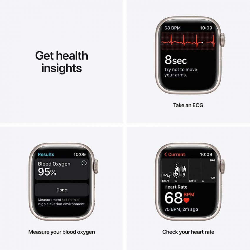 Apple Watch Series 7 Aluminum with Sport Band-Starlight-GPS + Cellular-45mm