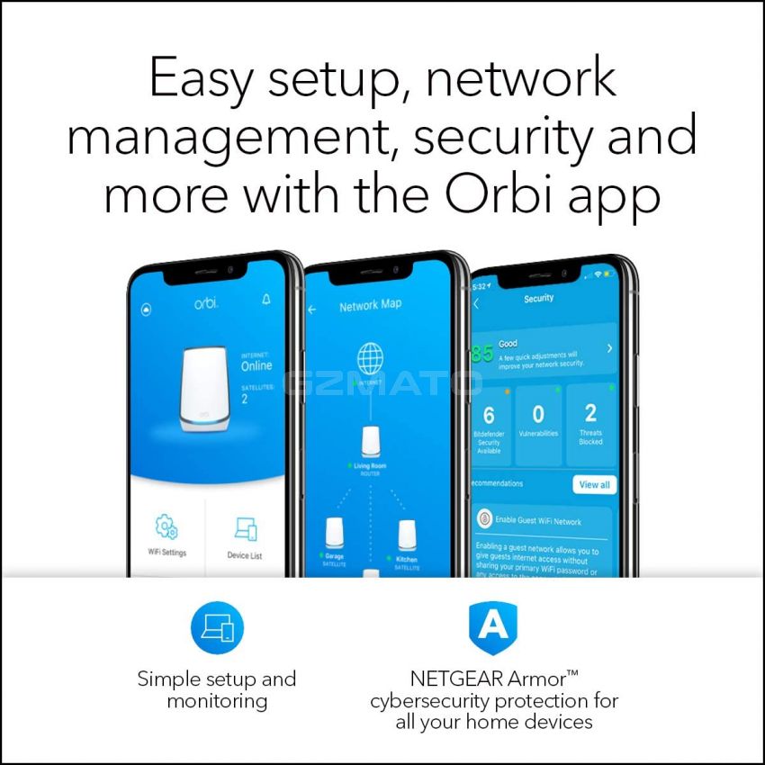 NETGEAR Orbi Whole Home Tri-band Mesh WiFi 6 System (RBK852) – Router with 1 Satellite Extender | Coverage up to 5,000 sq. ft. and 100+ Devices | AX6000 (Up to 6Gbps)