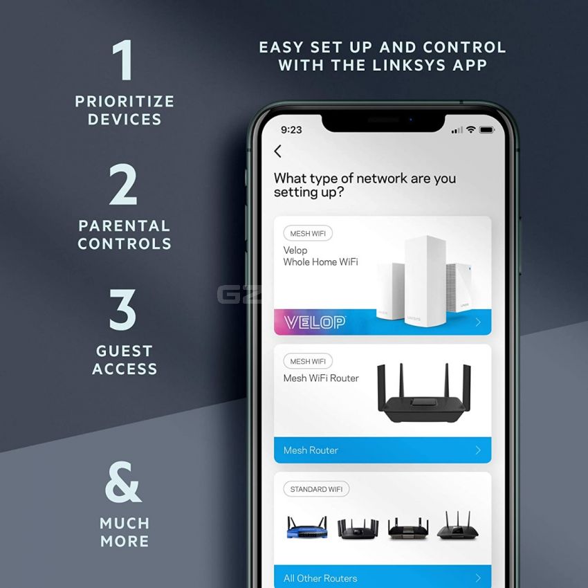 Linksys AX6000 Smart Mesh Wi-Fi 6 Router for Home Mesh Networking, MU-MIMO Dual-Band AX Wireless Gigabit Mesh Router, Fast Speeds up to 6.0 Gbps, coverage up to 3,000 sq ft, up to 40 devices (MR9600)