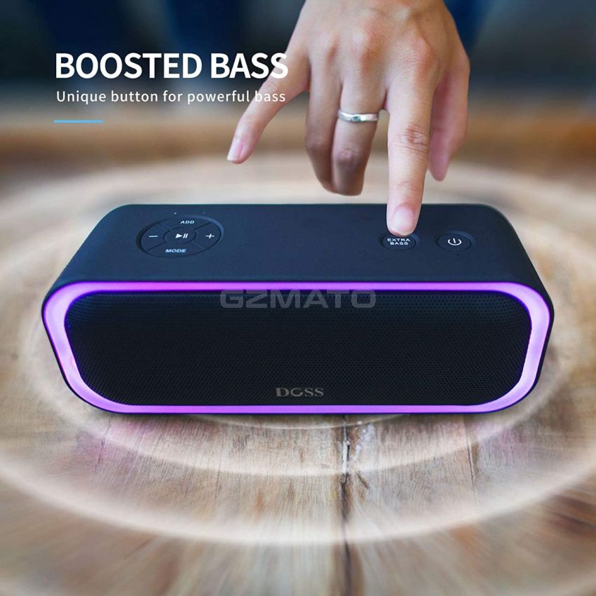 DOSS SoundBox Pro Portable Wireless Speaker with 20W Stereo Sound, Active Extra Bass, IPX5 Waterproof, Wireless Stereo Pairing, Multi-Colors Lights, 20 Hrs Playtime