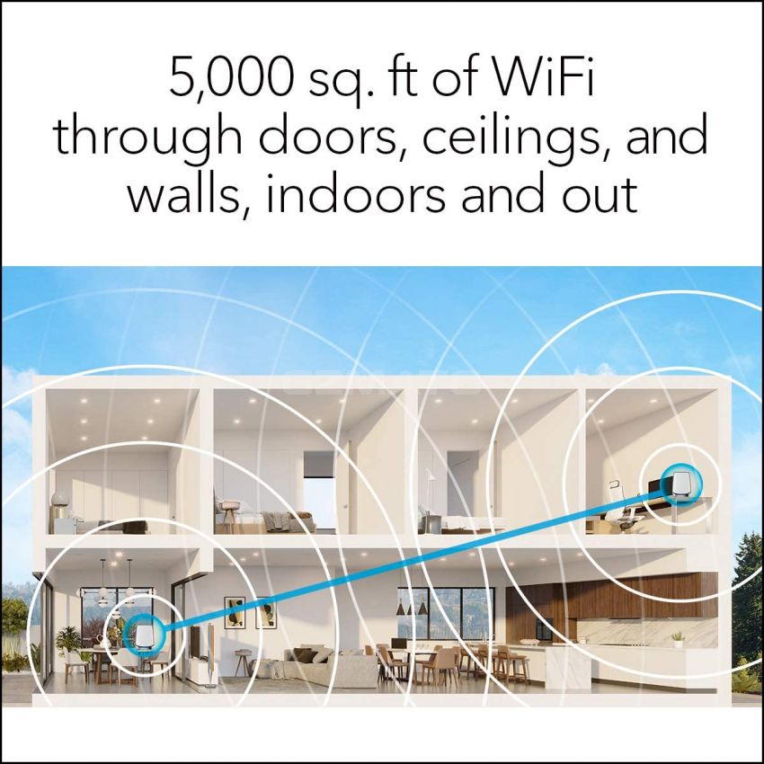 NETGEAR Orbi Whole Home Tri-band Mesh WiFi 6 System (RBK852) – Router with 1 Satellite Extender | Coverage up to 5,000 sq. ft. and 100+ Devices | AX6000 (Up to 6Gbps)