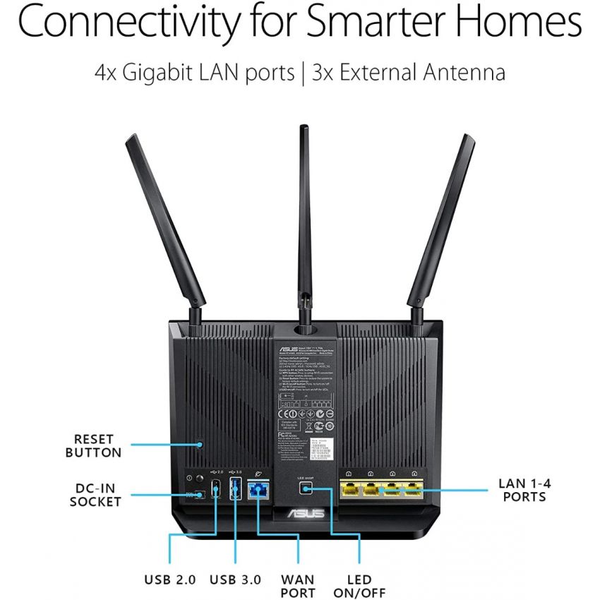 ASUS AC1900 WiFi Gaming Router (RT-AC68U) - Dual Band Gigabit Wireless Internet Router, Gaming & Streaming, AiMesh Compatible, Included Lifetime Internet Security, Adaptive QoS, Parental Control