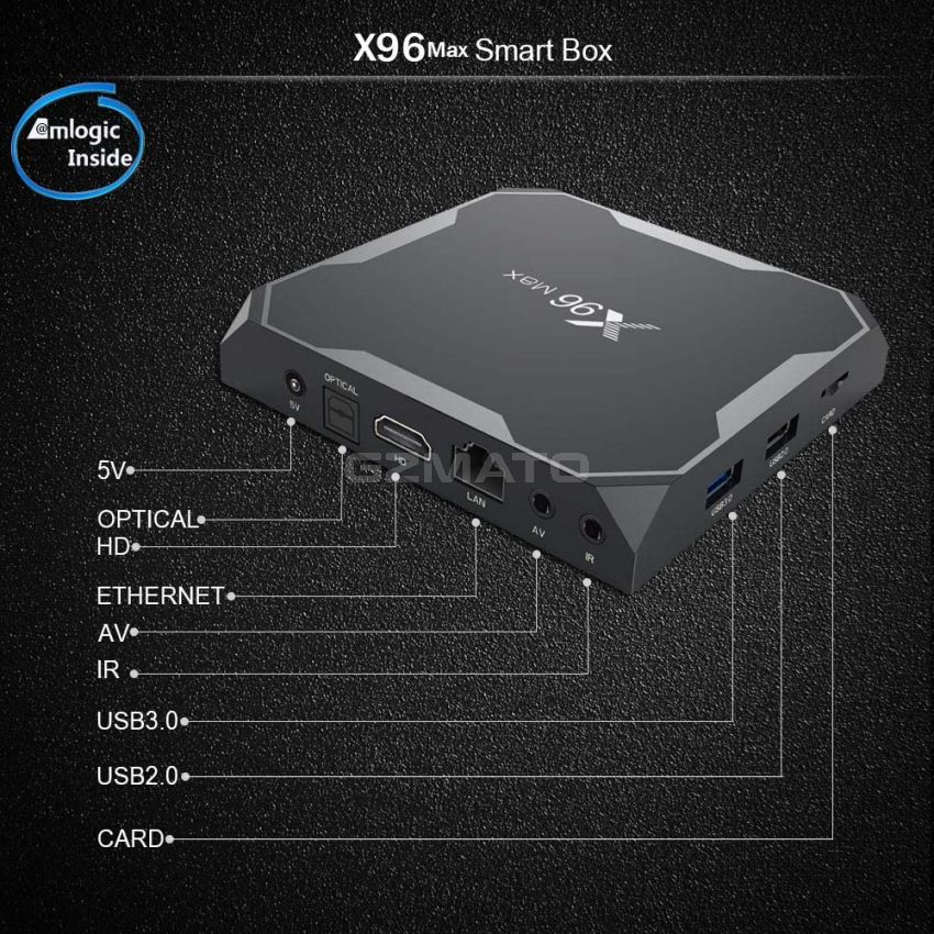 X96 Max Plus Android 8.1 TV Box 4G 64G with Amlogic S905X2 Quad Core ARM Cortex A53 Supporting Bluetooth 4.1 4K Full HD 3D H.265 2.4G&5.8G WiFi Smart TV Box