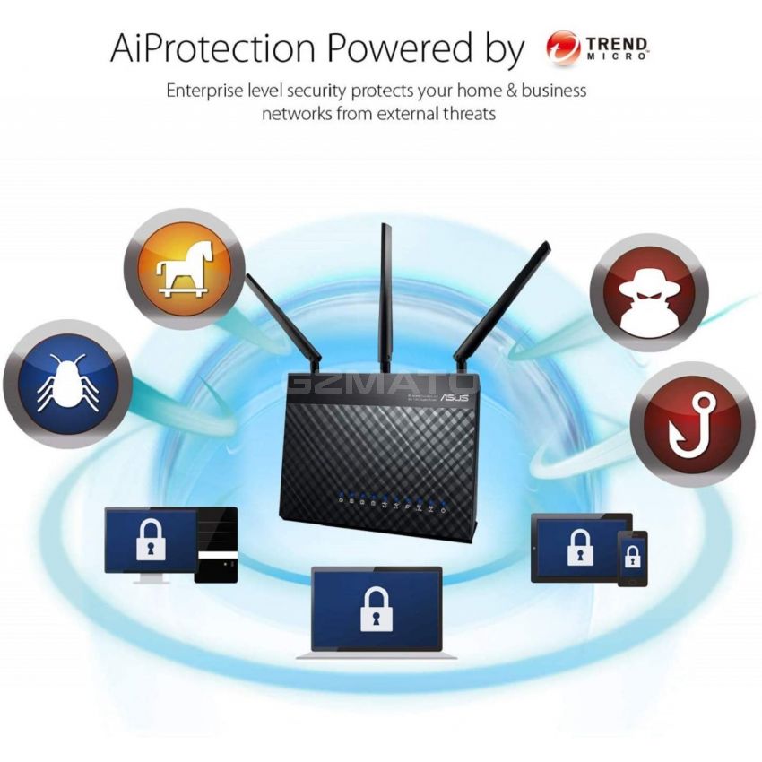 ASUS AC1900 WiFi Gaming Router (RT-AC68U) - Dual Band Gigabit Wireless Internet Router, Gaming & Streaming, AiMesh Compatible, Included Lifetime Internet Security, Adaptive QoS, Parental Control
