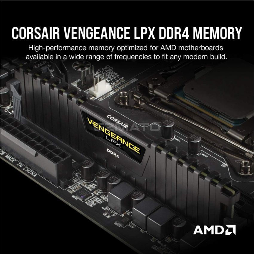 Corsair Vengeance LPX 16GB (2 X 8GB) DDR4 4000 (PC4-32000) C18 1.35V AMD Optimized Memory - Black