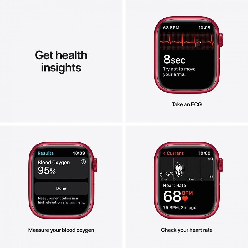 Apple Watch Series 7 Aluminum with Sport Band-Red-GPS + Cellular-45mm