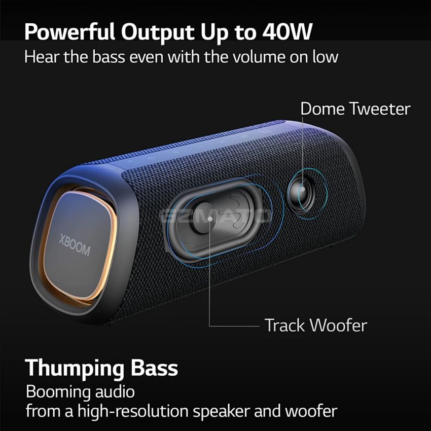 LG XBOOM Go Portable Bluetooth Speaker XG7QBK - LED Lighting and up to 24-Hour Battery, Black