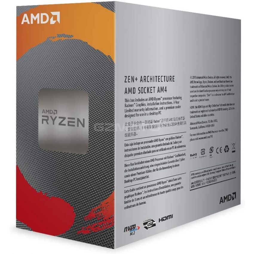 AMD Ryzen 3 3200G 3.6/4 GHz 4-Core Unlocked Desktop Processor with Radeon Graphics