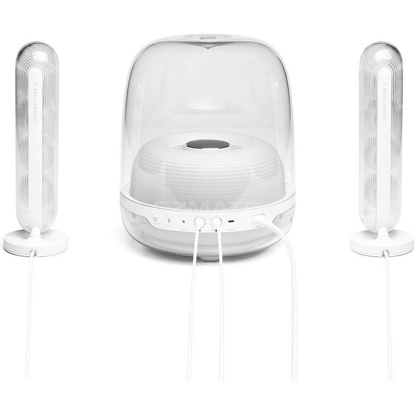 Harman Kardon SoundSticks 4-2.1 Bluetooth Speaker System with Deep Bass and Inspiring Industrial Design - White