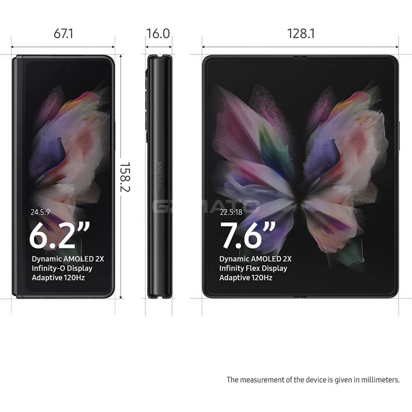 Samsung Electronics Galaxy Z Fold3 5G Factory Unlocked Android Cell Phone Dual Sim Slot Smartphone Tablet 2-in-1 Foldable Dual Screen Under Display Camera